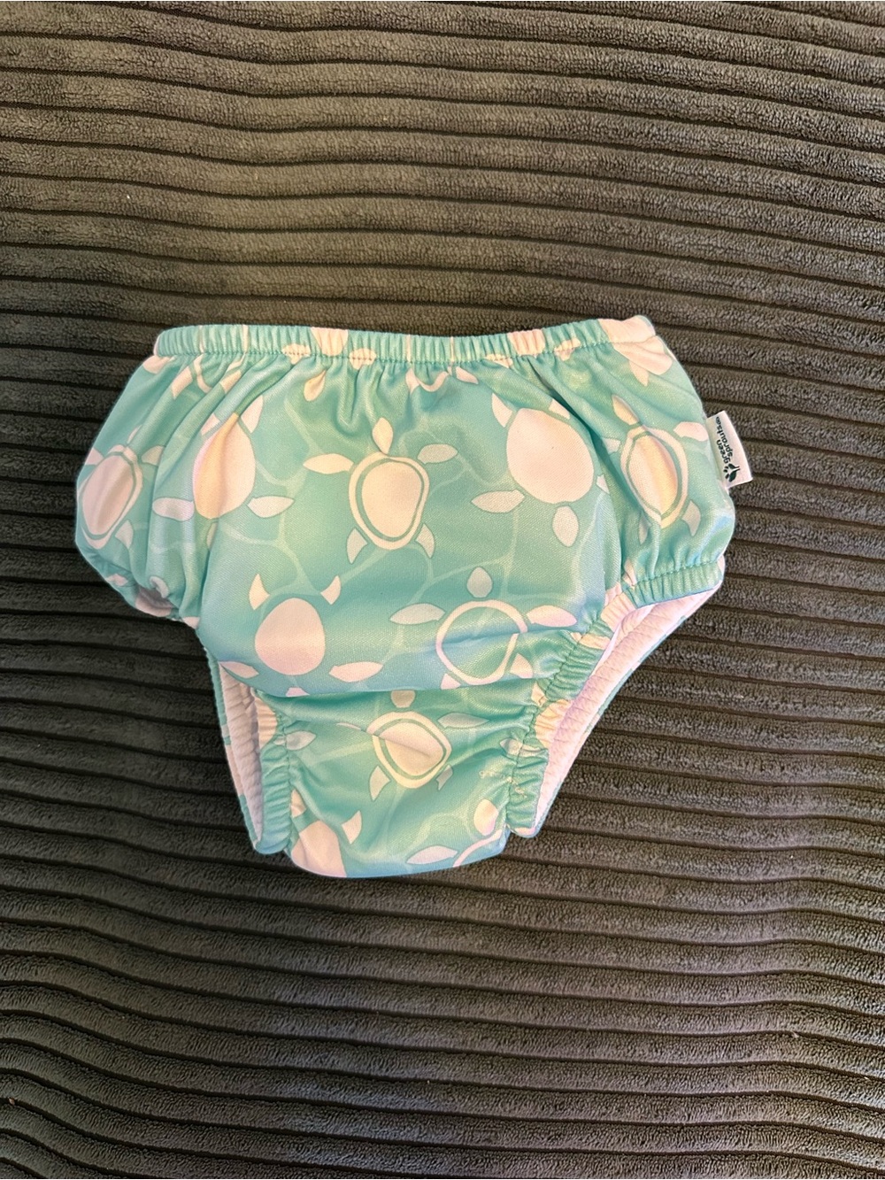 Reusable Infant Swim Diaper Cover in Mint with Turtle Print- Size 6 months